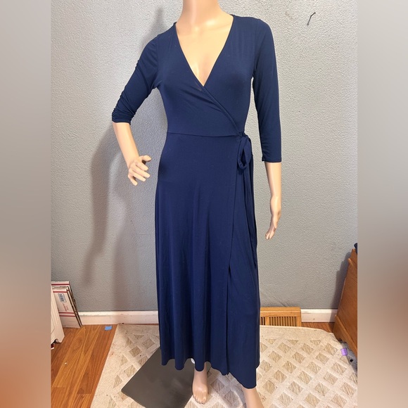Garden District Navy blue wrap maxi dress size small - Picture 4 of 11